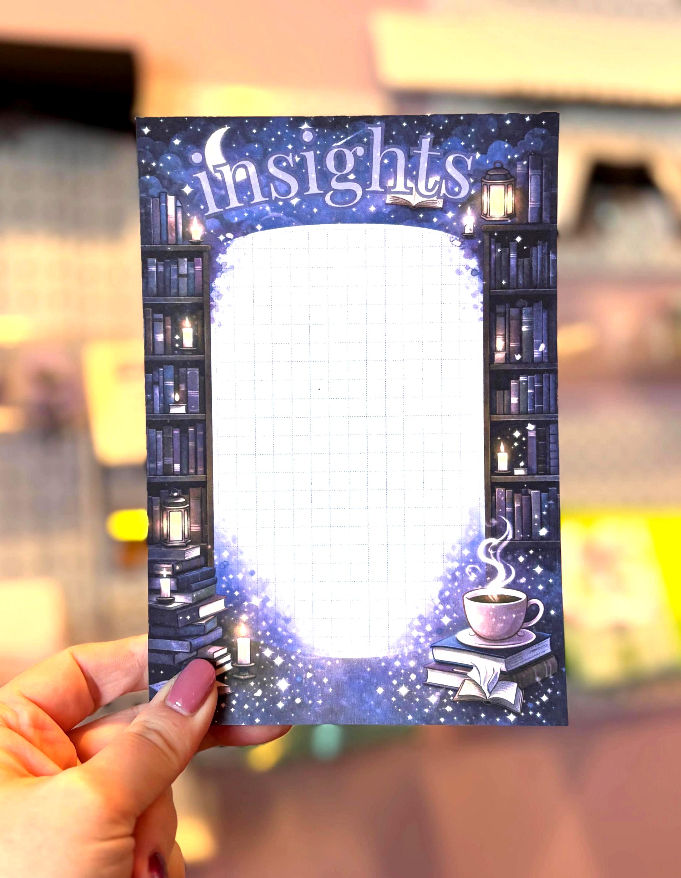 Bookish Notepad Set of 4 | Enchanted Library Stationery | 5x7 Grid ...