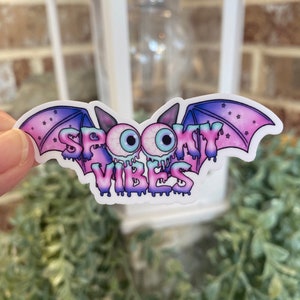 Pastel Goth Spooky Vibes Cute Halloween Sticker | Pastel Halloween, Spooky Sticker, Creepy Cute, Treat Bag Stickers, Spooky Gothic Sticker