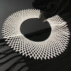 RBG collar necklace Ginsburg beaded jewelry Seed bead collar Ruth Bader Ginsburg Statement white necklace Minimalist necklace Wedding