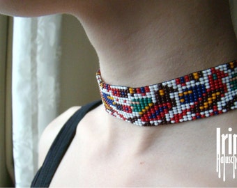 Collana con perline e uccelli Collana con perline di semi Gerdan ucraino tradizionale Nastro con perline di semi Collana con uccelli Gerdan Collana Vyshyvanka Gioielli ucraini