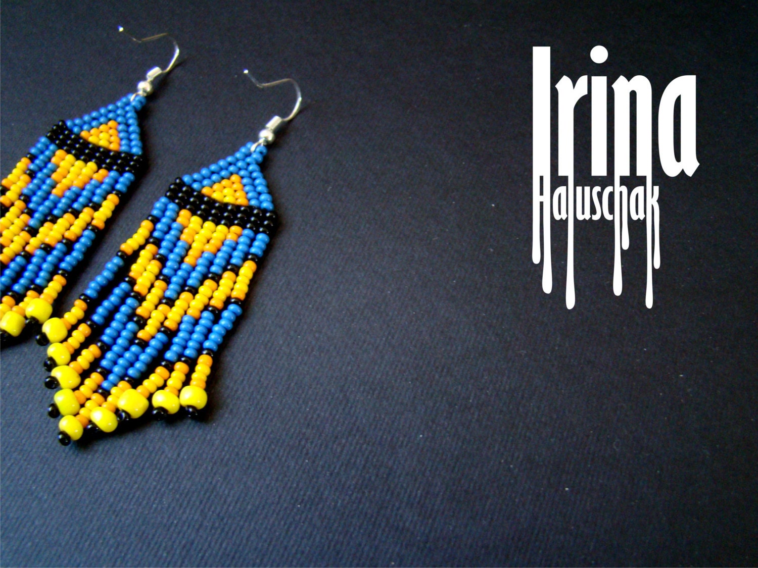 Native American Style Blue Beaded Earrings Small Seed Bead Earrings ...