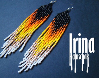 Mustard Beaded Tassel Statement Earrings Pretty Mustard Earrings - Beaded Earrings - Tassel Earrings  main image 3