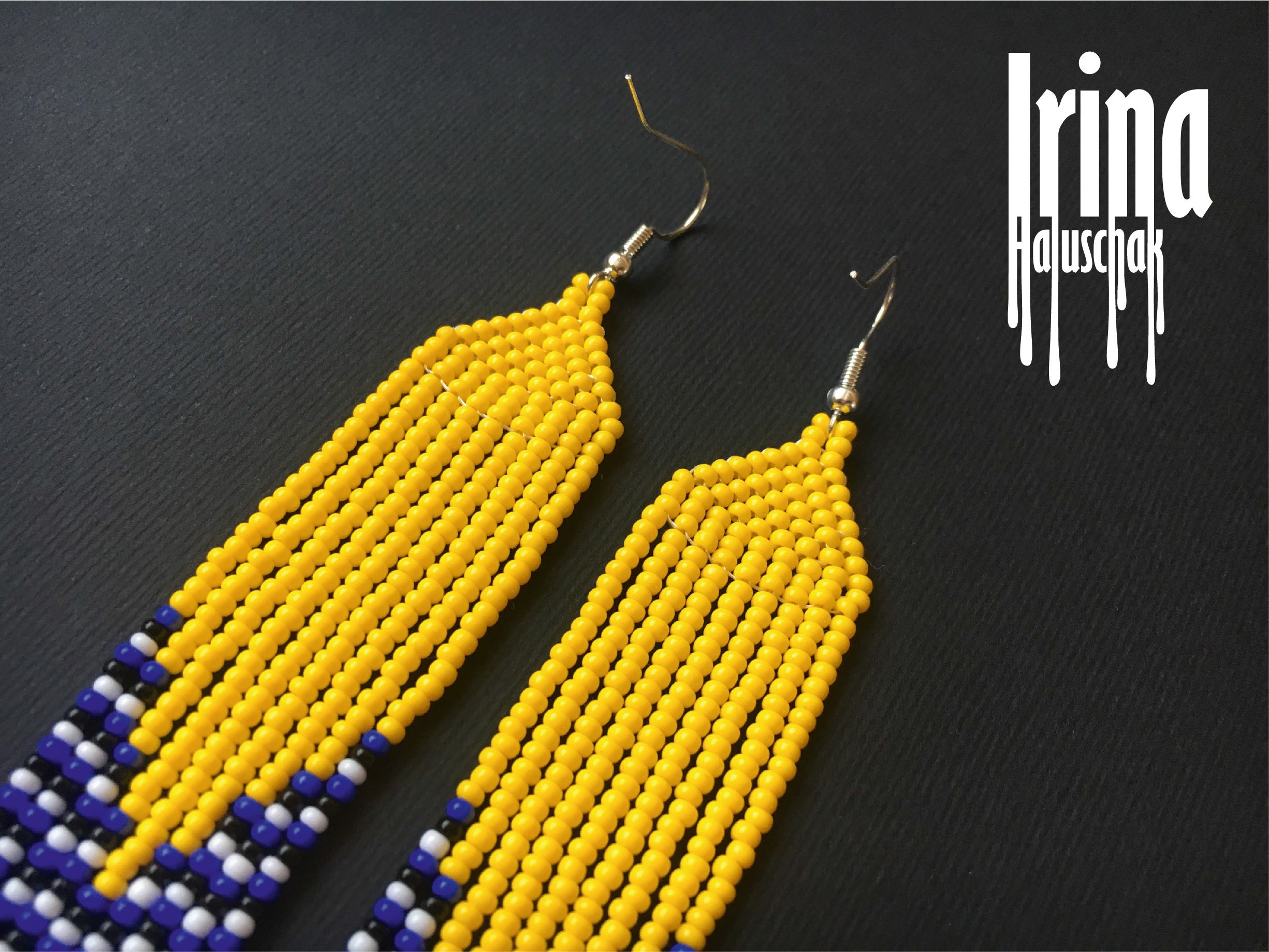 Beaded earrings Yellow seed bead earrings Native American Etsy
