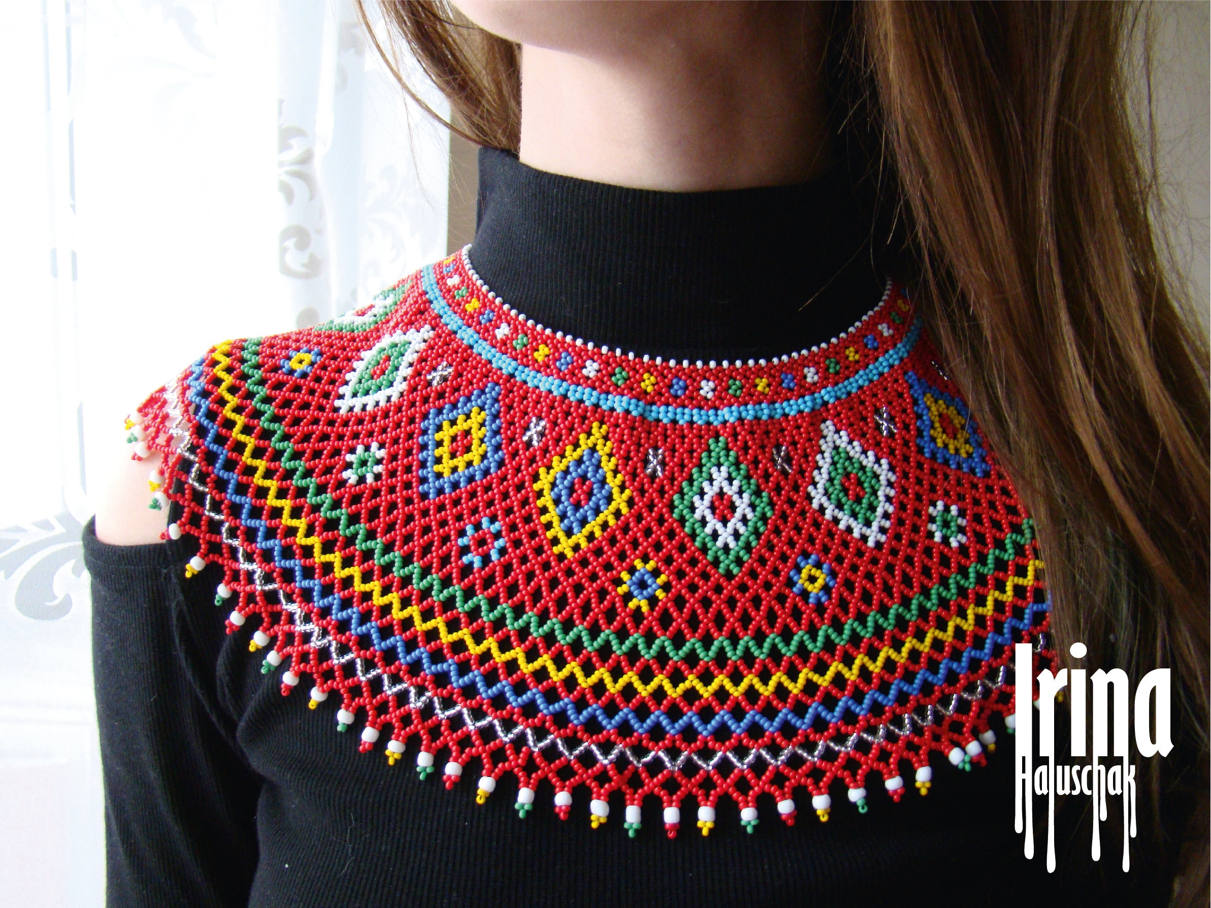 Traditional Ukrainian Jewelry Beaded Necklace Lemko Kryza Seed