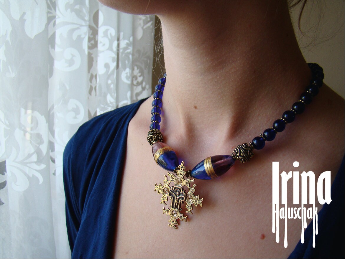 Ukrainian cross as ukrainian jewelry in Ukrainian necklace