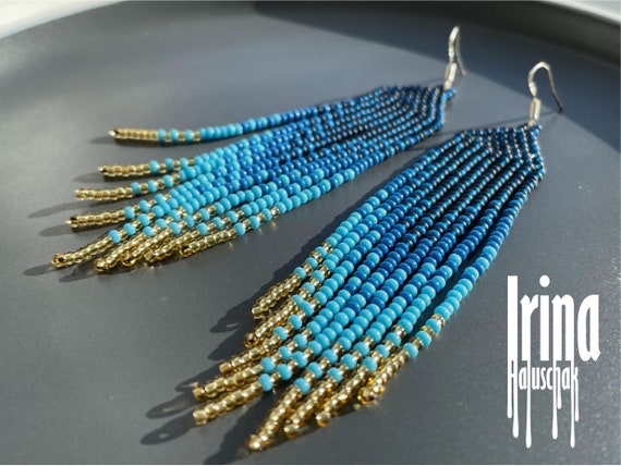 Boho Beaded Blue Earrings Boho Beaded Blue Earrings