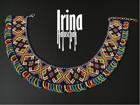Collana popolare ucraina: Gerdan con perline, Sylyanka in vetro ceco - Italia