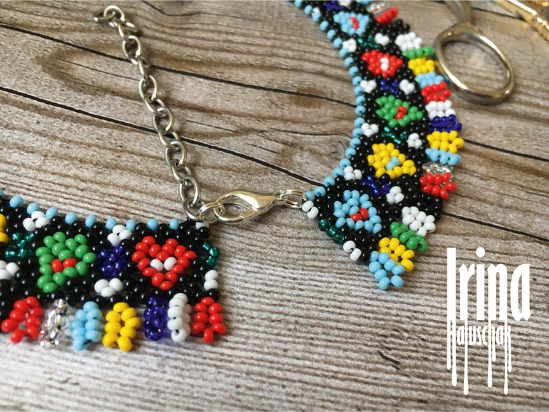 Heart beaded necklace Ukraine jewelry Replica of ancient ukrainian necklace Sylyanka Vyshyvanka gerdan Cute tiny stylish necklace Boho style image 8