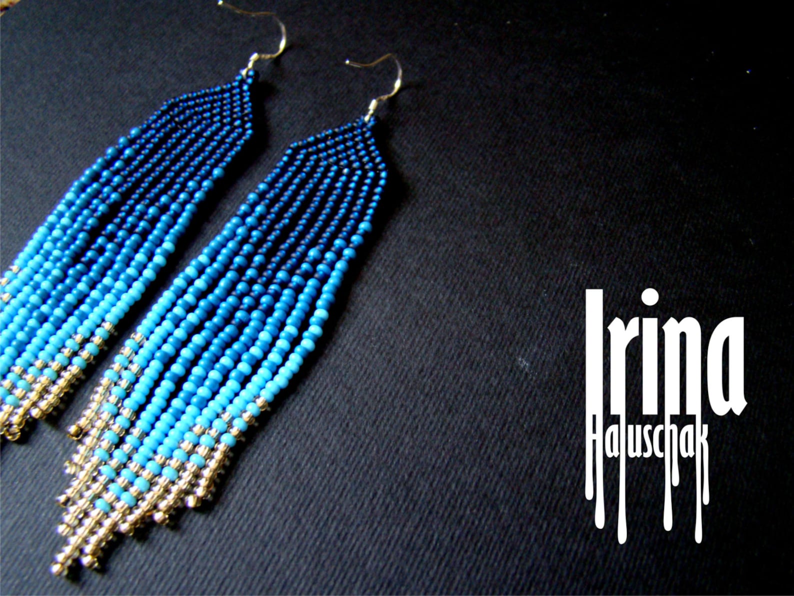 Blue Beaded Earrings Seed Bead Earrings Modern Earrings Etsy Australia
