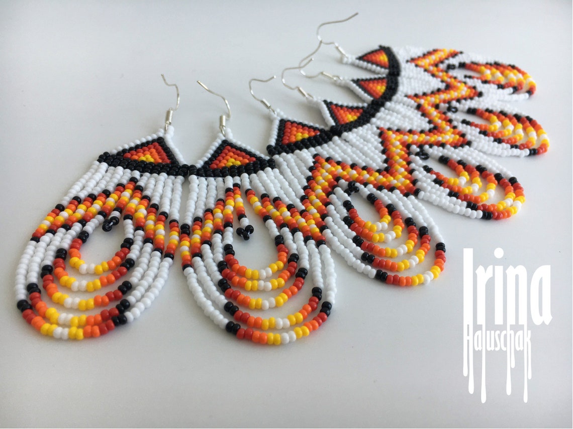 Native american beaded flower earrings Clearance