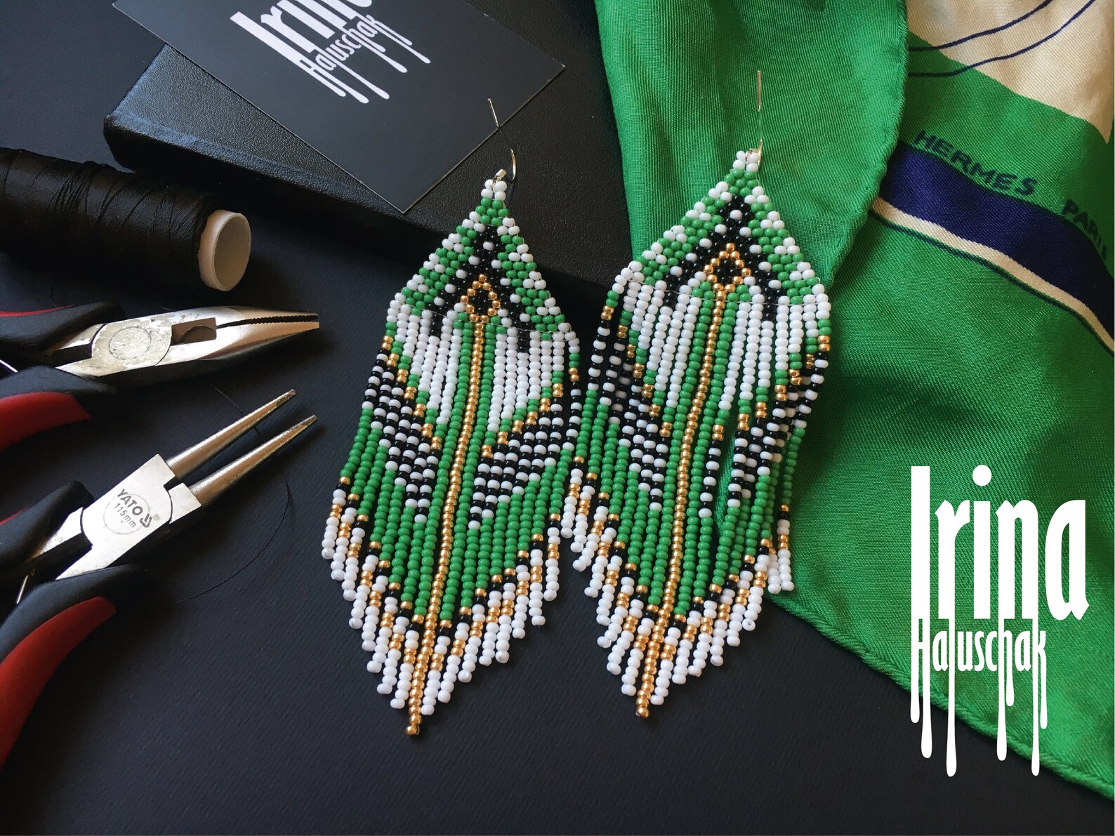 Native American Style Earrings Wide Beaded Earrings Tribal Etsy