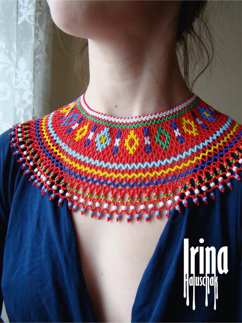 Ukraine Jewelry Lemko Beaded Necklace Krywulka Seed Bead Etsy