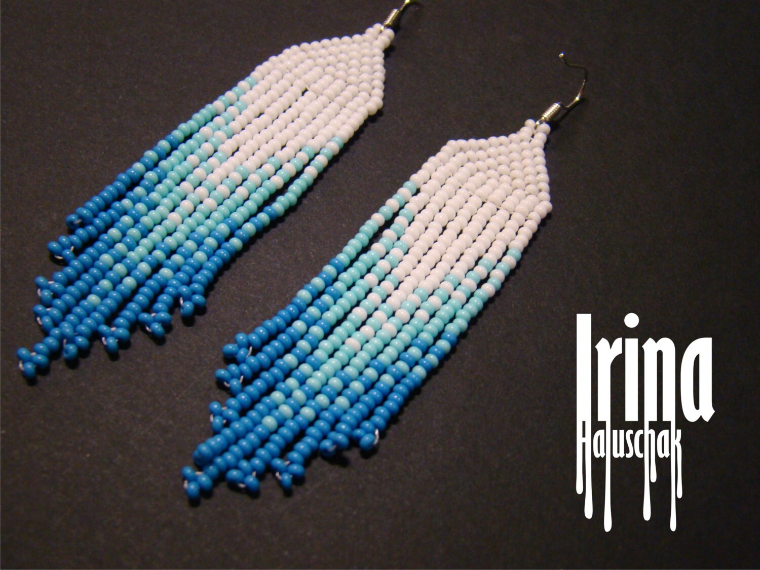 boho earrings seed bead earrings gradation from black to light gold beadwork jewelry Beaded earrings modern earrings fringe earrings