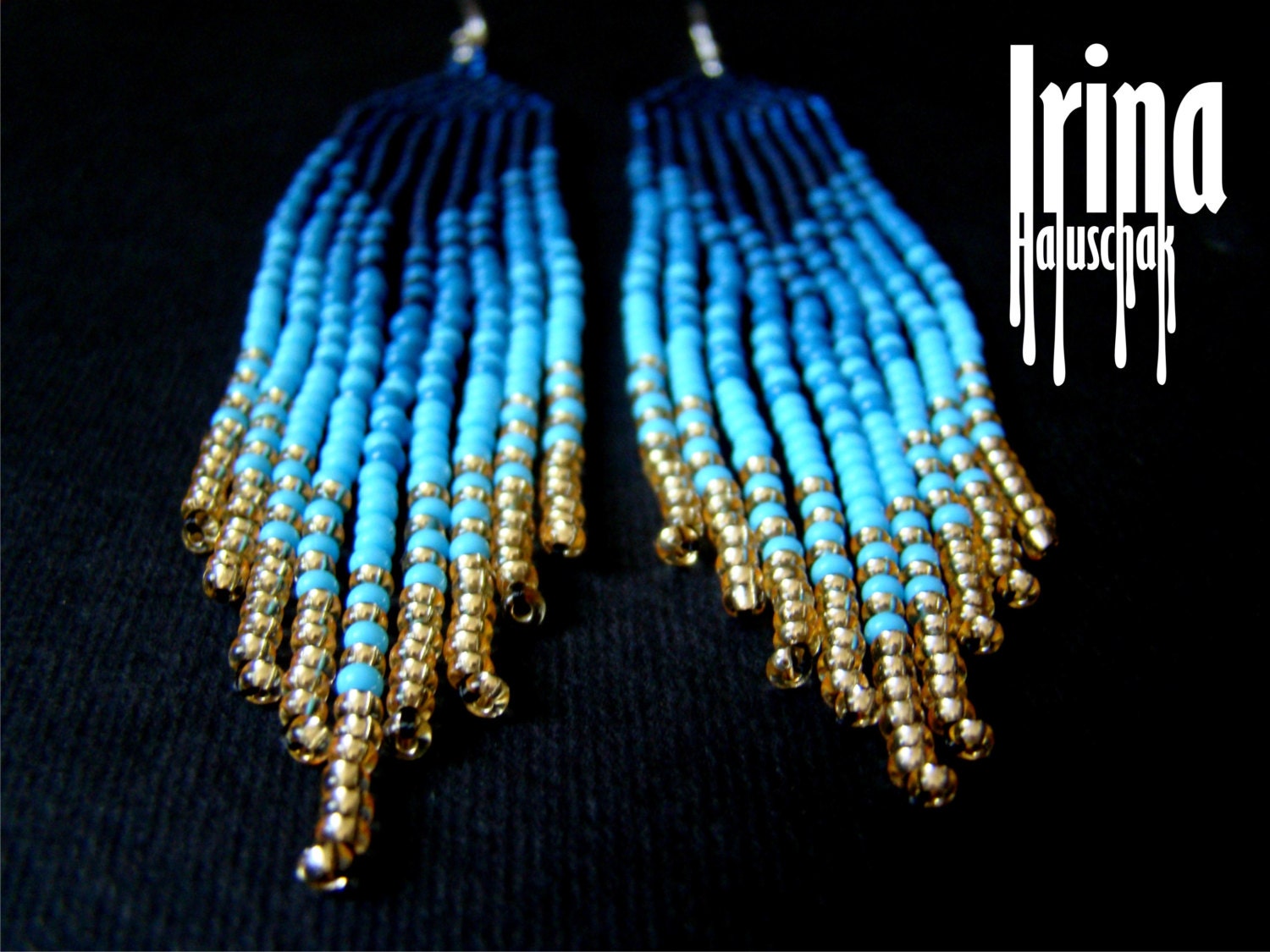 Blue Beaded Earrings Seed Bead Earrings Modern Earrings Etsy Australia