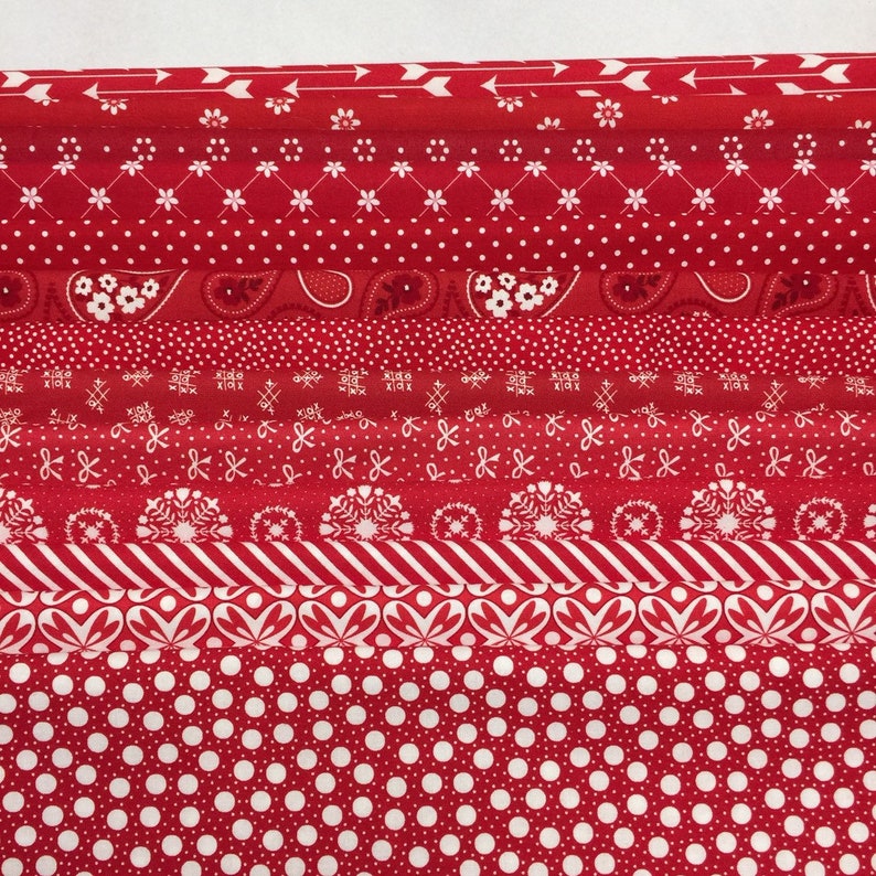 13 assorted Red Fat Quarters