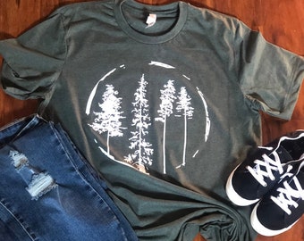 Pine tree Shirt- forest shirt, gift for man, gift for women, green shirt, forest shirt, nature tree shirt, nature shirt, tree logo shirt