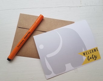 Elephant Baby card- Baby shower card, funny baby shower card, new parents card, funny baby card, elephant baby card, welcome baby card