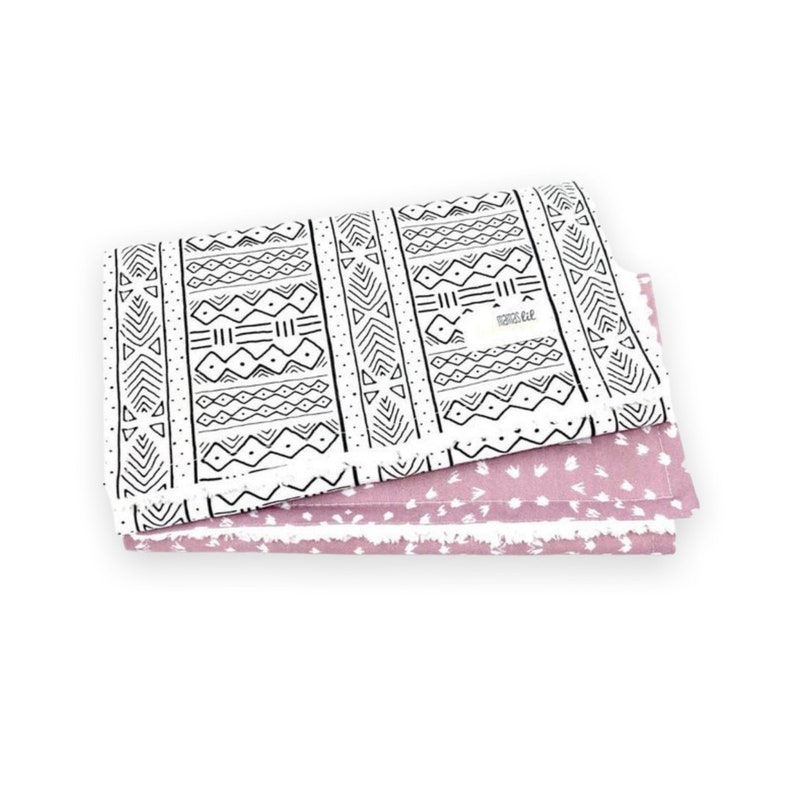 baby shower gift BOHO burp cloths mudcloth burp cloth Modern burp cloths girl burp cloths Mauve mudcloth burp set Girl Burp Cloth Set