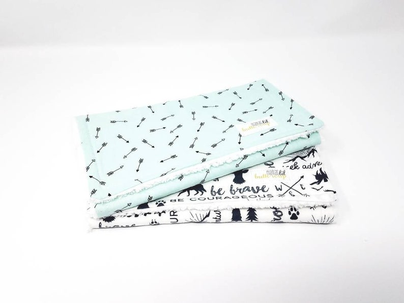 Be brave Burp Cloth Woodland set Set of 2, baby bear, woodland, baby shower, burp rags, woodland burp cloths, be brave, be courageous image 4