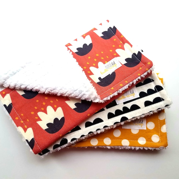 Gender neutral burp cloth set- Set of 2, modern burp cloth set, gender neutral burp cloths, chenille burp cloths, girl burp cloths, boy burp