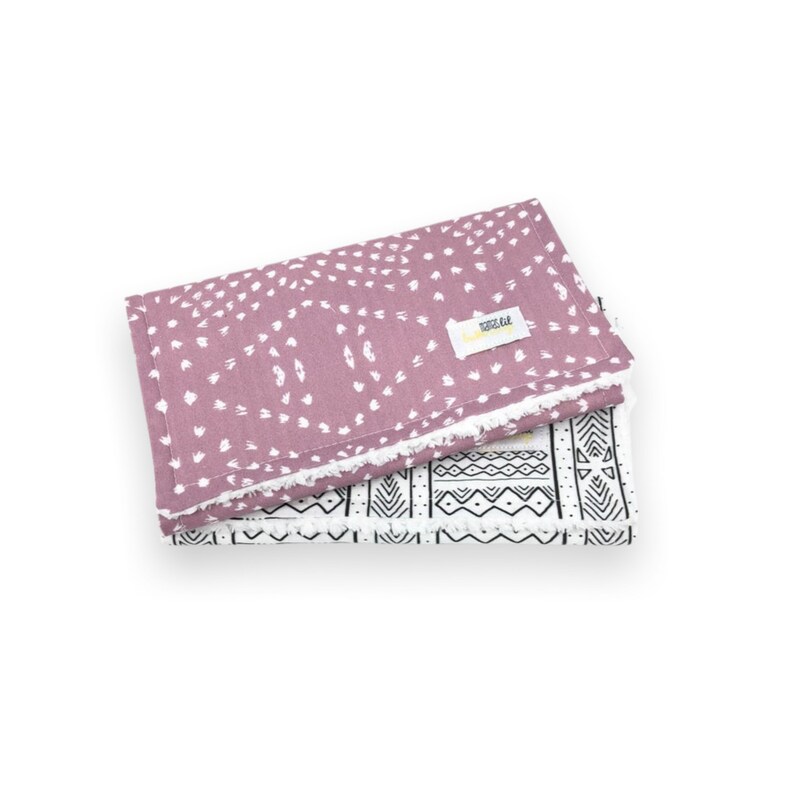 baby shower gift BOHO burp cloths mudcloth burp cloth Modern burp cloths girl burp cloths Mauve mudcloth burp set Girl Burp Cloth Set