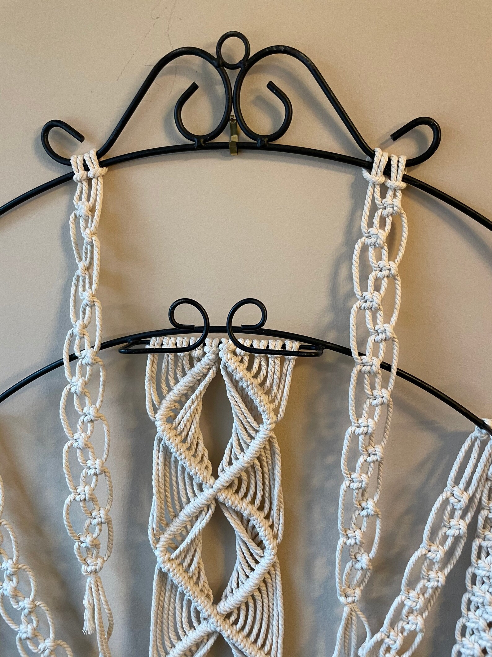Wrought Iron Metal Plate Holder with Cotton Macrame Wall Etsy
