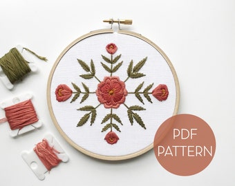 August Floral Embroidery Pattern // Poppy Embroidery Pattern // DIY Embroidery // Digital Embroidery Pattern // Birth Flower Embroidery