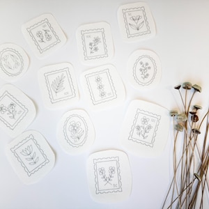 Floral Stamp Stick and Stitch Embroidery, Stick-on Embroidery Pattern, DIY Embroidery, Embroidery Transfers, Water Soluble Embroidery, Stamp