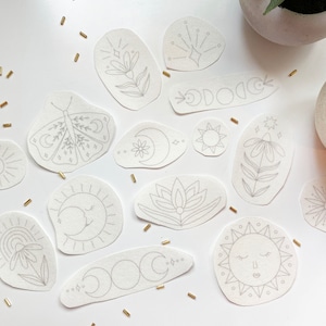 Celestial Stick and Stitch Embroidery, Stick-on Embroidery Pattern, DIY Embroidery, Embroidery Transfers, Water Soluble Embroidery Designs