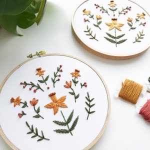 March Floral Embroidery Pattern // Daffodil Embroidery Pattern // DIY Embroidery // Digital Embroidery Pattern // Birth Flower Embroidery image 3