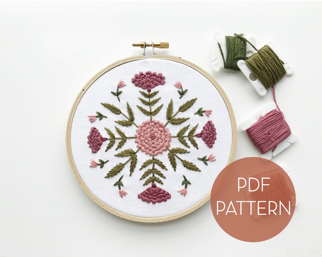 November Floral Embroidery Pattern / Chrysanthemum Embroidery Etsy