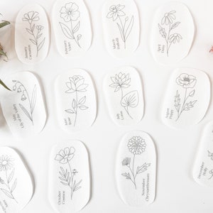 Birth Flower Stick and Stitch Embroidery, Stick-on Embroidery Pattern, DIY Embroidery, Embroidery Transfers, Water Soluble Embroidery