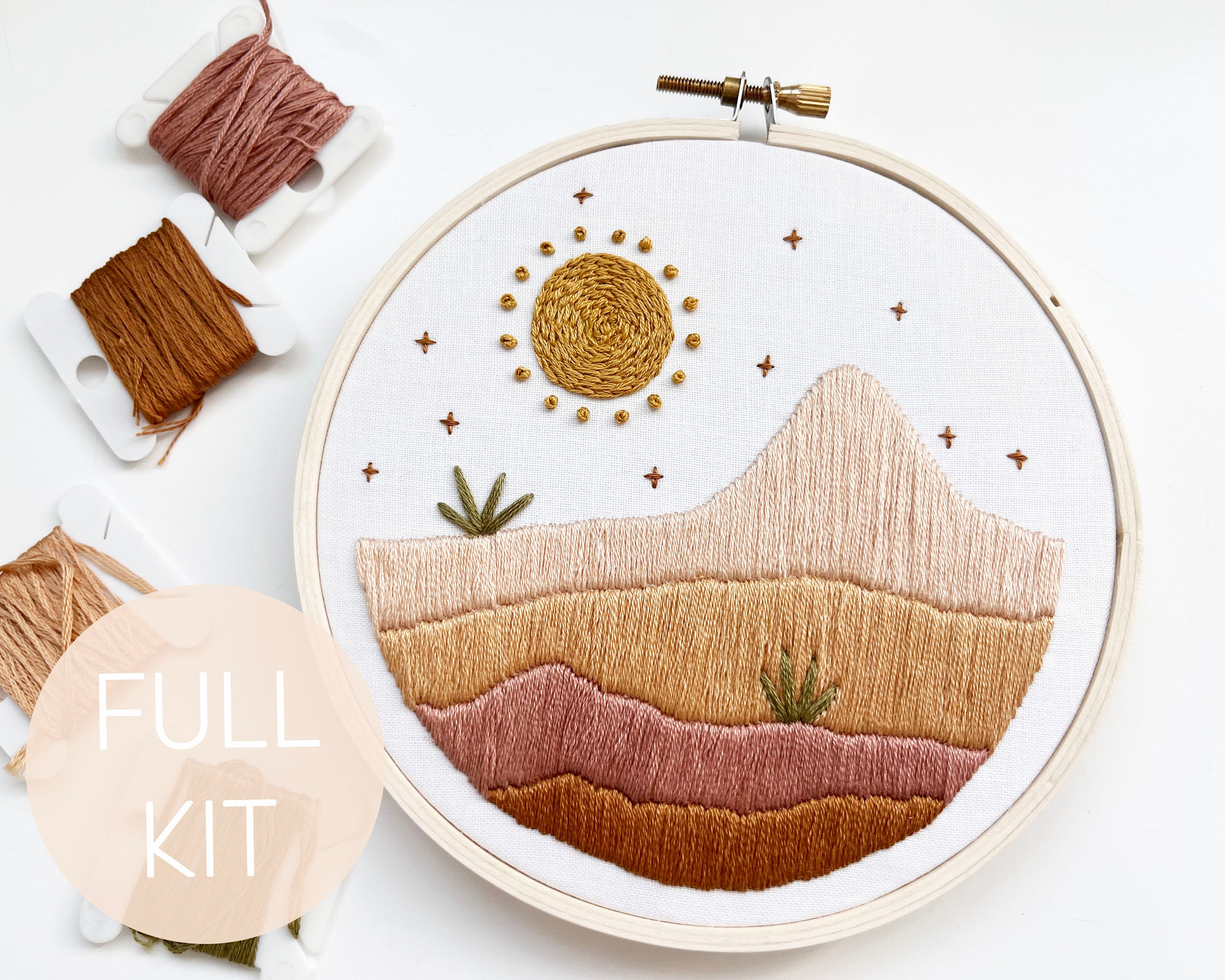 Sunset Embroidery Kit, Craft Kit for Beginners, Paisley Hoop Art, Modern Needlework  Set, Nature Lovers Gift, DIY Embroidery Pattern 