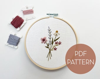 Bouquet Embroidery Pattern // Floral Embroidery Pattern// PDF pattern // Digital download// DIY Embroidery