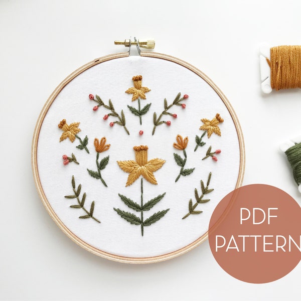 March Floral Embroidery Pattern // Daffodil Embroidery Pattern // DIY Embroidery // Digital Embroidery Pattern // Birth Flower Embroidery