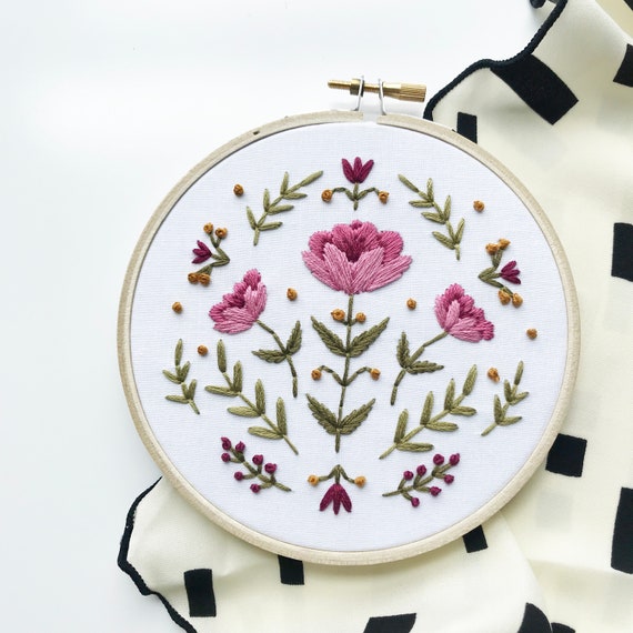 Rose Embroidery Kit, June Flower Embroidery Kit, DIY Embroidery