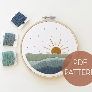 Ocean Embroidery Pattern // Floral Embroidery Pattern// PDF pattern // Digital download// DIY Embroidery