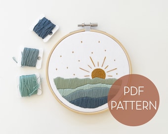 Ocean Embroidery Pattern // Floral Embroidery Pattern// PDF pattern // Digital download// DIY Embroidery