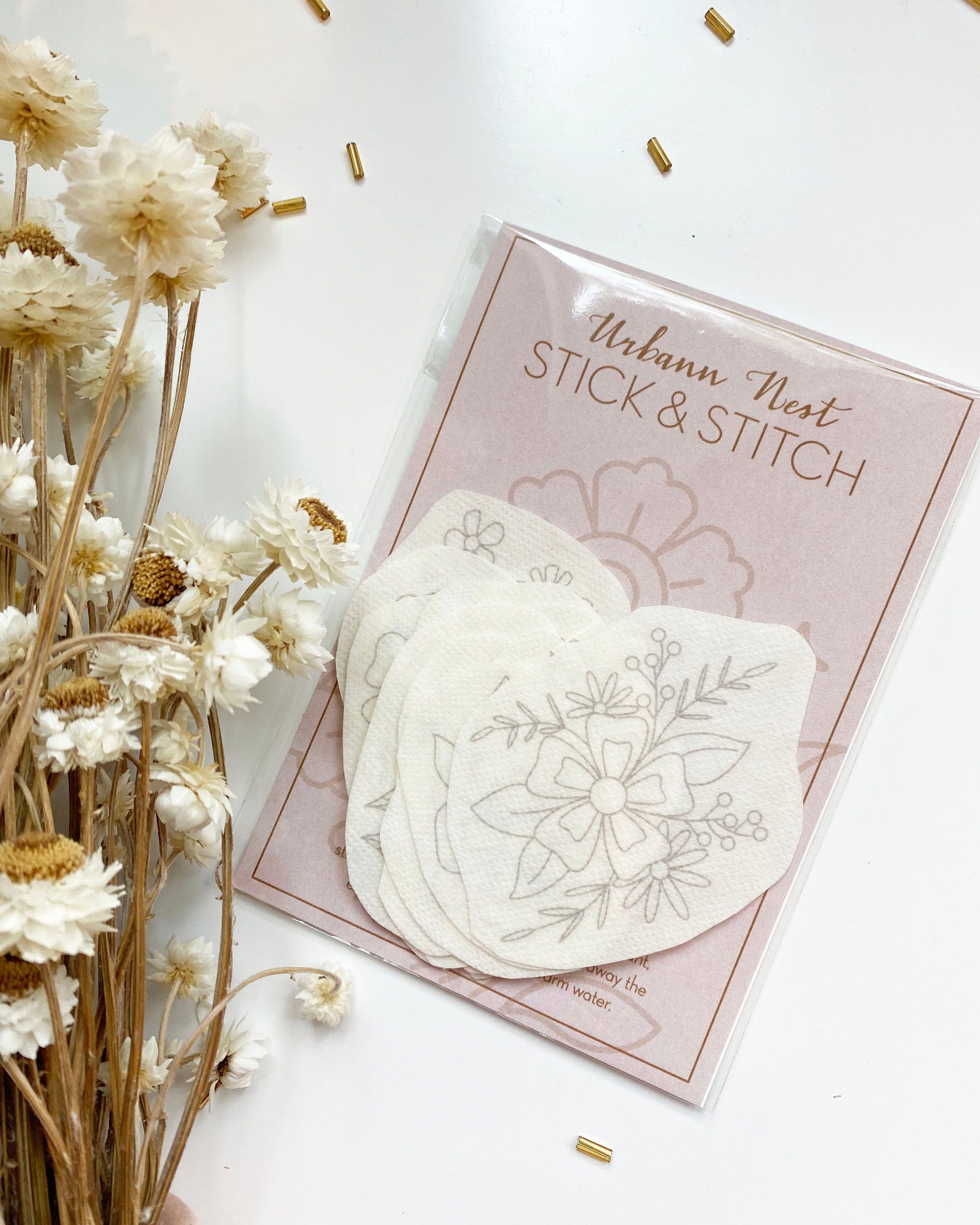 Wildflower Stick and Stitch Embroidery, Stick-on Embroidery Pattern ...