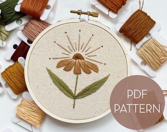 Sunflower Embroidery Pattern // PDF pattern // Digital download// DIY Embroidery