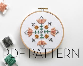 Patrón de bordado Mandala Floral // Patrón PDF // Descarga digital// Bordado DIY