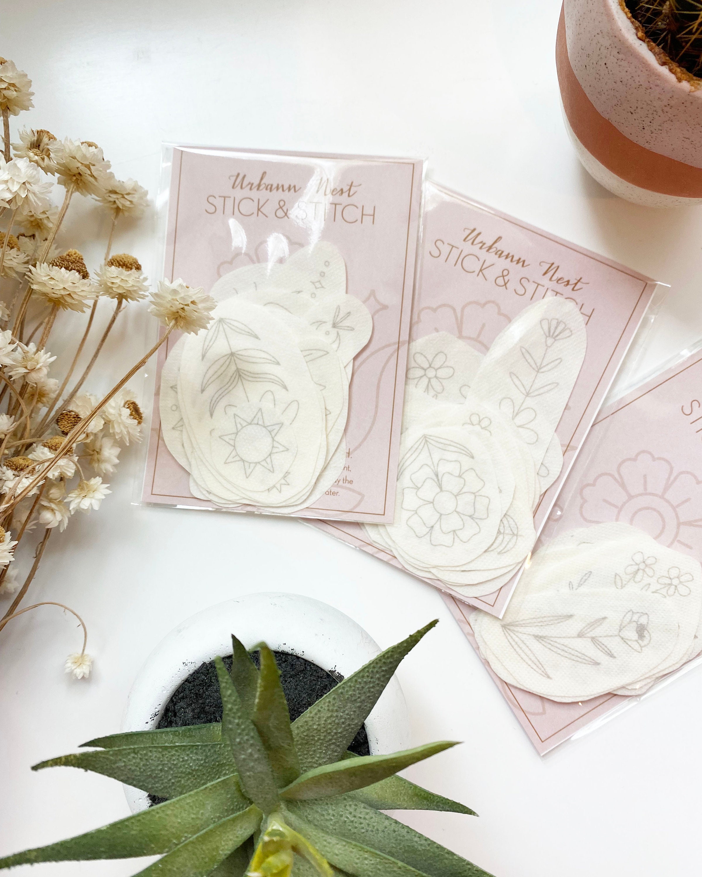 Wildflower Stick and Stitch Embroidery, Stick-on Embroidery Pattern ...