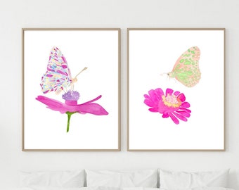 Watercolor Butterfly Print Set, Butterfly Nursery Art, Butterfly Art Prints, Girl Nursery Art, Butterfly Nursery Decor for Girl, Baby Gift