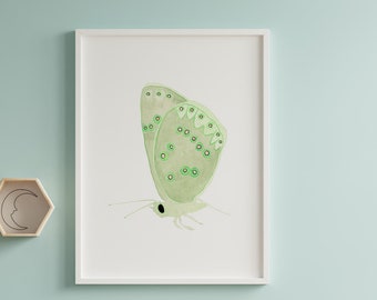 Watercolor Green Butterfly Art, Butterfly Nursery Art, Green Butterfly Art Prints, Girl Nursery Art, Butterfly Nursery Decor, Baby Gift