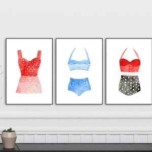 Vintage Swimsuit Watercolor Set Swimsuit Art Bathing Suit - Etsy