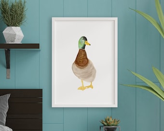 Mallard Duck Art Print, Duck Hunting Art, Hunting and Nature Lover Gift, Lake House Wall Art, Hunting Art Gift, Farmhouse Decor, Ranch Decor