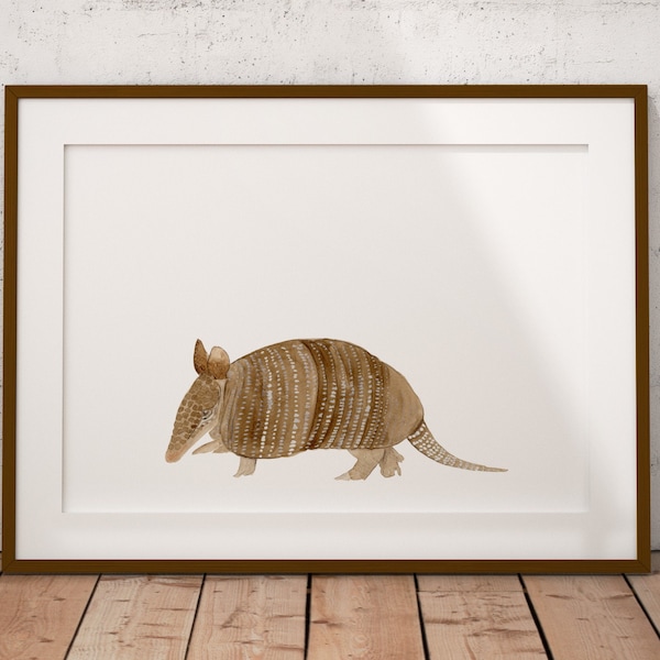 Watercolor Texas Armadillo art Print, Texas Art, Cowboy Wall Art Print, Western Print, Farmhouse Decor, ranch wall decor