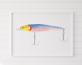 Fishing Lure Print, Fishing Art, Watercolor Fishing Lure, Fishing Lure art, Fish Decor, Fishing Art Print, Fish Prints
