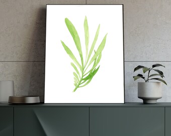 Aquarell Blatt Druck, Pflanzen Druck, Botanische Drucke, Pflanzen Kunstwerk, Grün kunst, Blatt Drucke, Wohnzimmer Wandkunst, Pflanzenliebhaber Geschenk