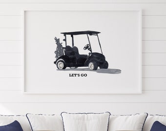 Personalized Golf Print, Watercolor golf cart wall art, golf cart print, Golf Course Watercolor Paintings, Golf art, Personalized Golf Gift